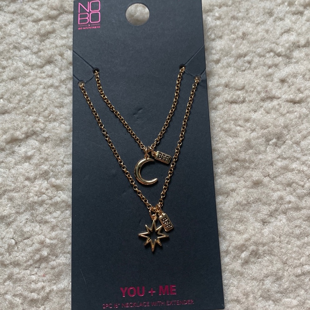 Two gold bff necklaces